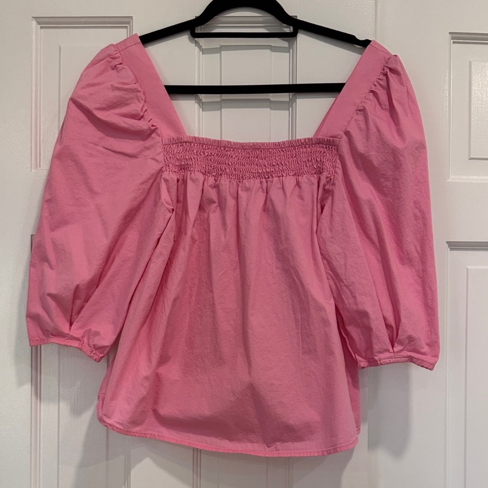 H&M Pink Blouse with Puff Sleeves